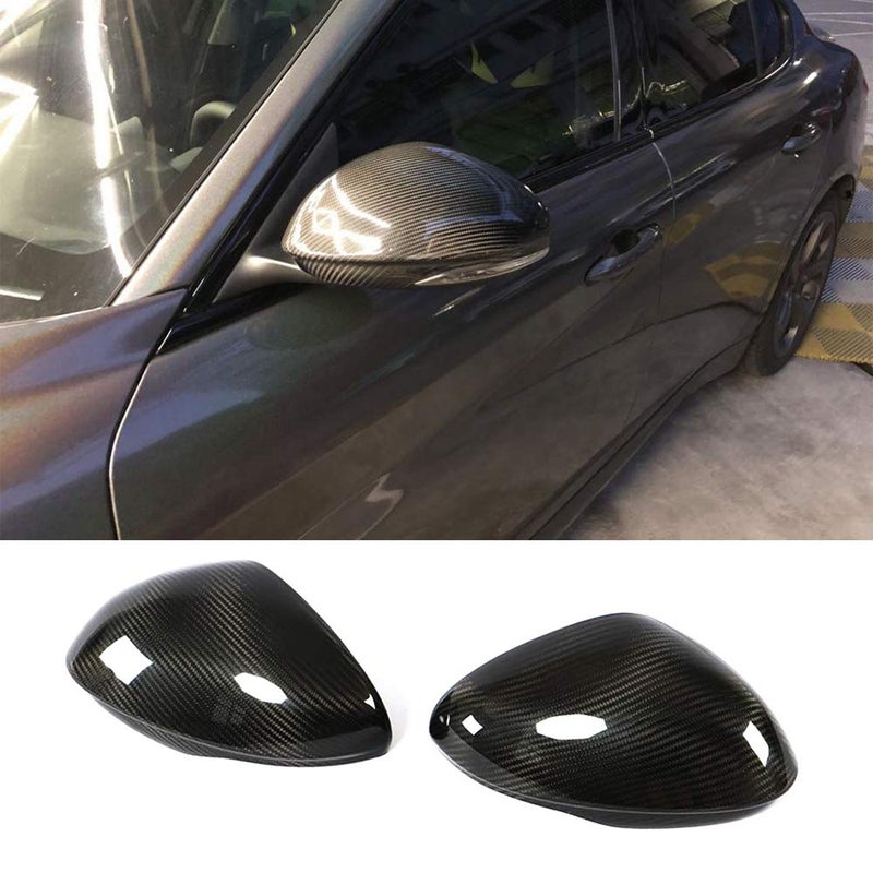 MCARCAR KIT Carbon Fiber Mirror Cover Caps Fit for Alfa Romeo Giulia Sedan 2015-2020 Add-on Factory Outlet CF Side Rearview Mirror Caps Car Exterior Outside Shell - Image 1